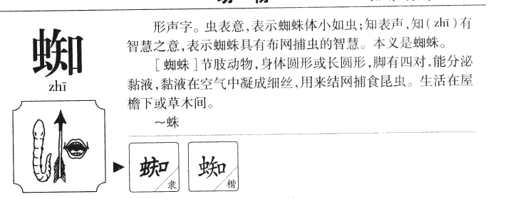 蜘字字源字典