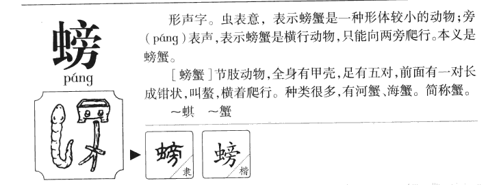 螃字字源字典