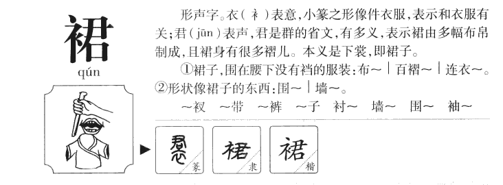 裙字字源字典