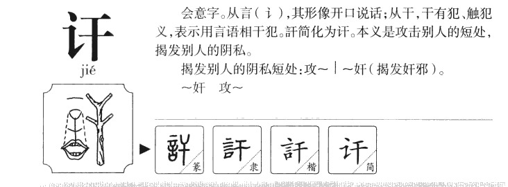 讦字字源字典