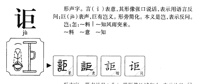 讵字字源字典