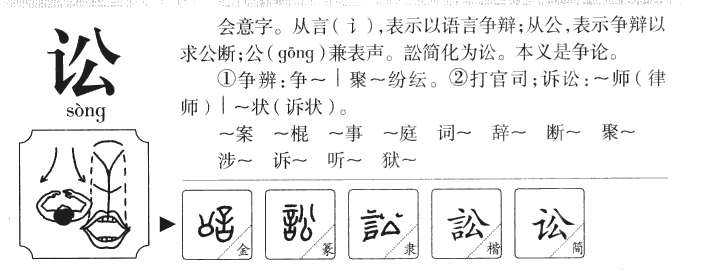 讼字字源字典