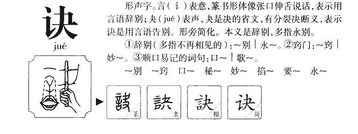 诀字字源字典