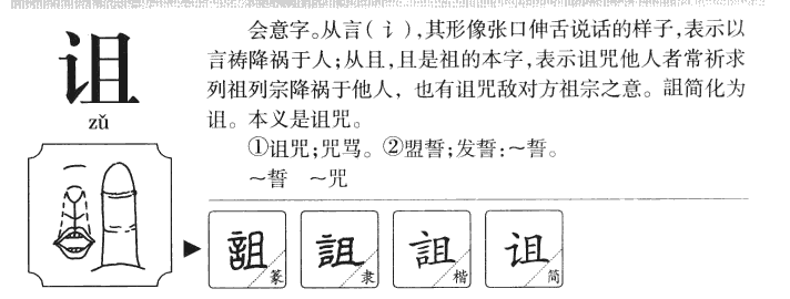 诅字字源字典