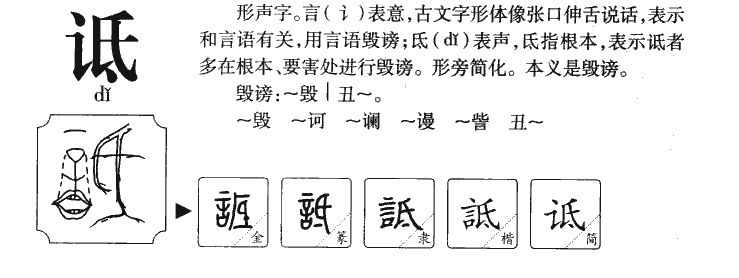 诋字字源字典