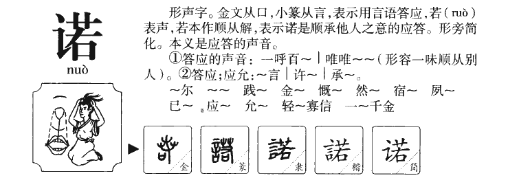 诺字字源字典