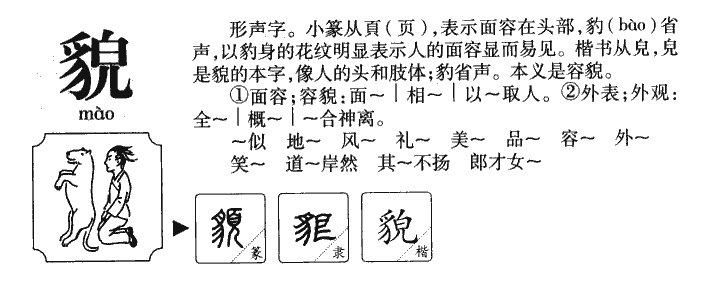 貌字字源字典