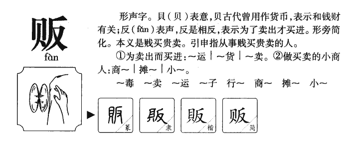 贩字字源字典