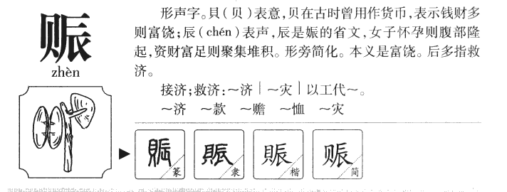 赈字字源字典