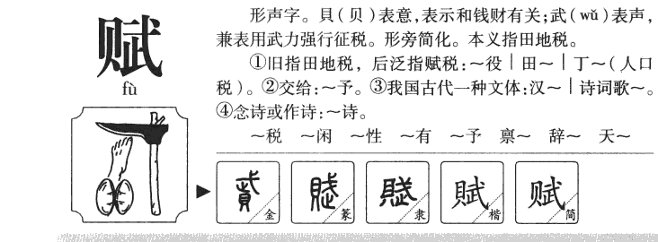 赋字字源字典