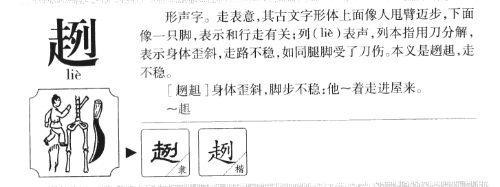 趔字字源字典