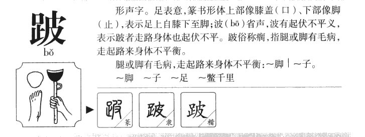 跛字字源字典