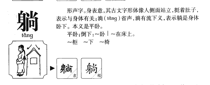 躺字字源字典