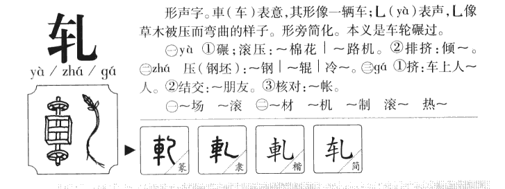 轧字字源字典