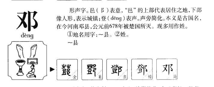 邓字字源字典