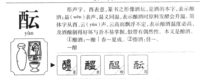 酝字字源字典