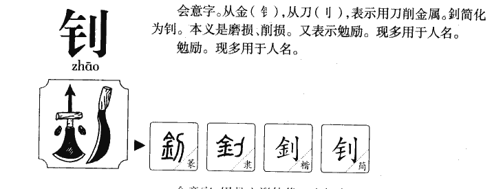 钊字字源字典