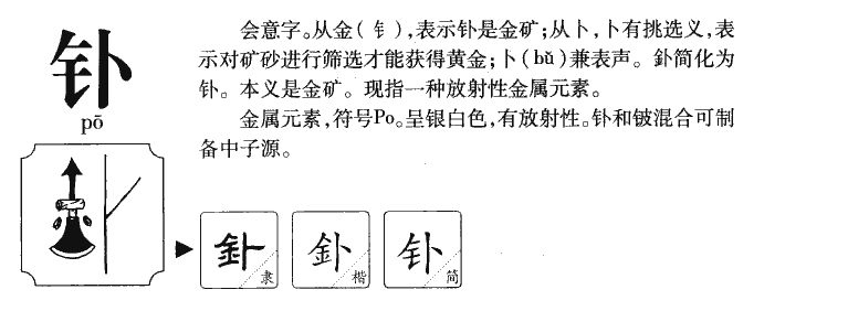 钋字字源字典