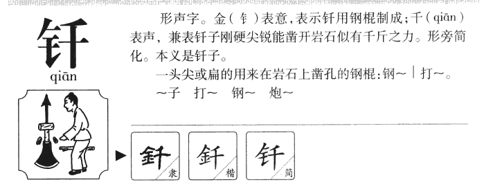 钎字字源字典