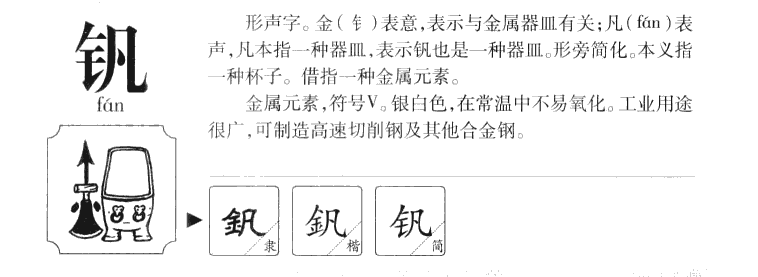 钒字字源字典