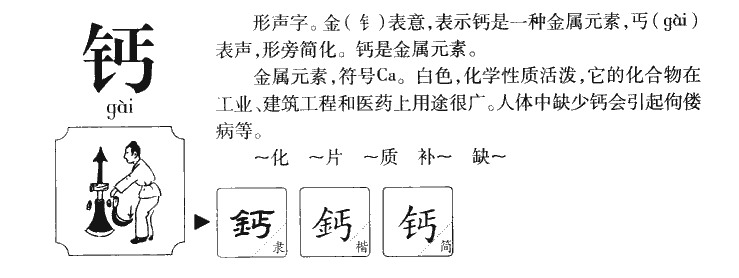 钙字字源字典