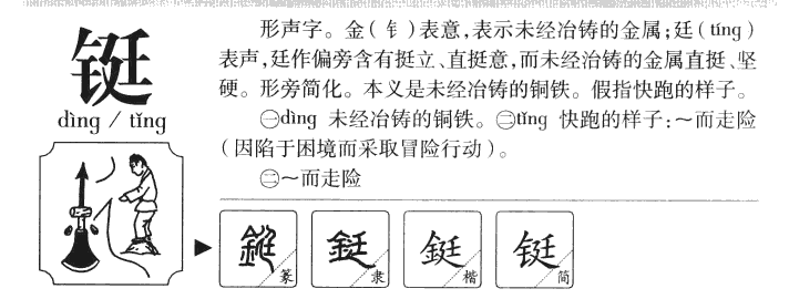 铤字字源字典