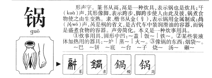 锅字字源字典