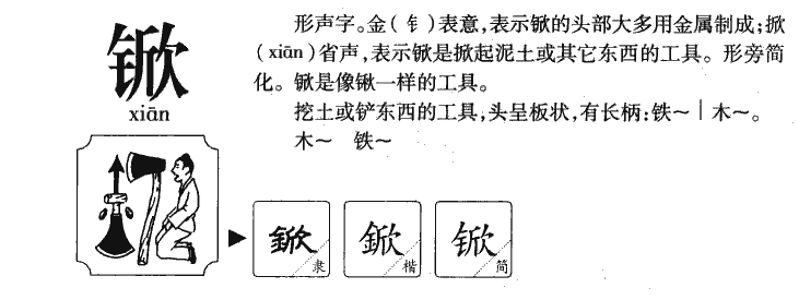 锨字字源字典