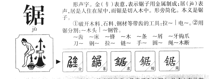 锯字字源字典