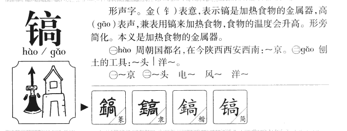 镐字字源字典