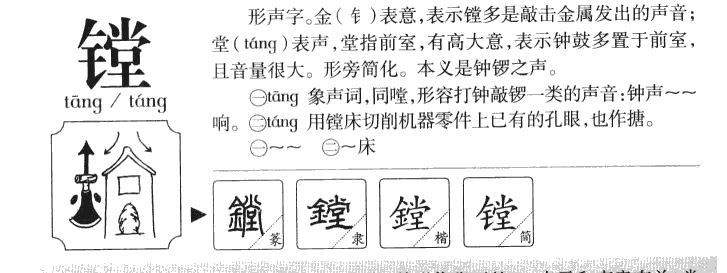 镗字字源字典