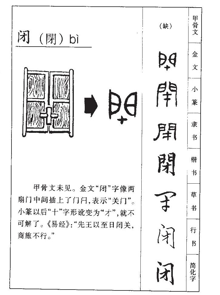 闭字字源字典