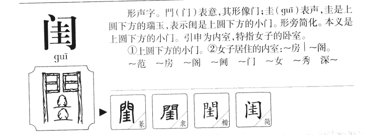 闺字字源字典