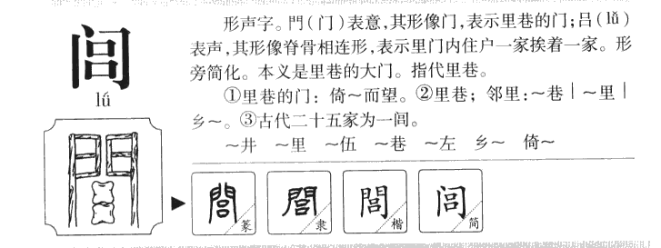 闾字字源字典