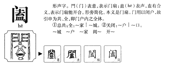 阖字字源字典