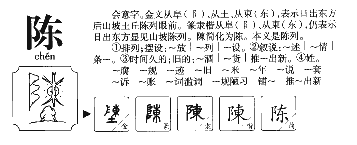 陈字字源字典