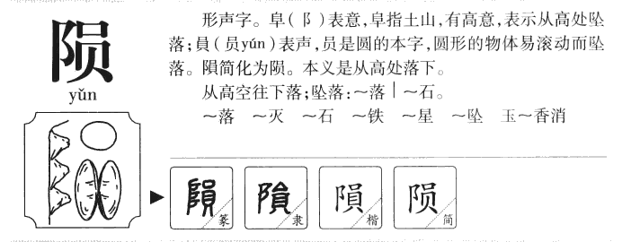 陨字字源字典