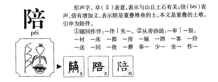 陪字字源字典