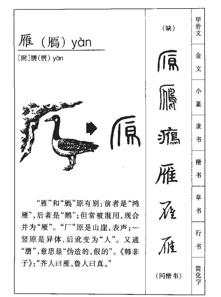 雁字字源字典