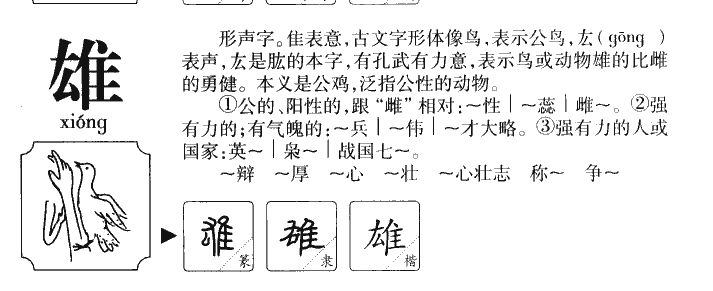 雄字字源字典