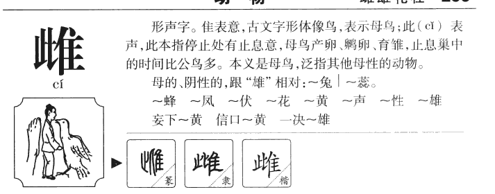 雌字字源字典