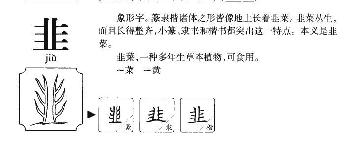 韭字字源字典