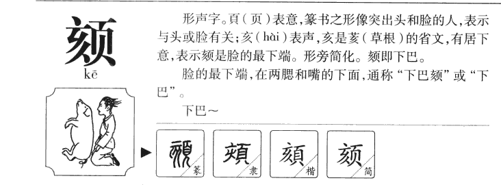 颏字字源字典