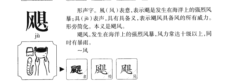 飓字字源字典