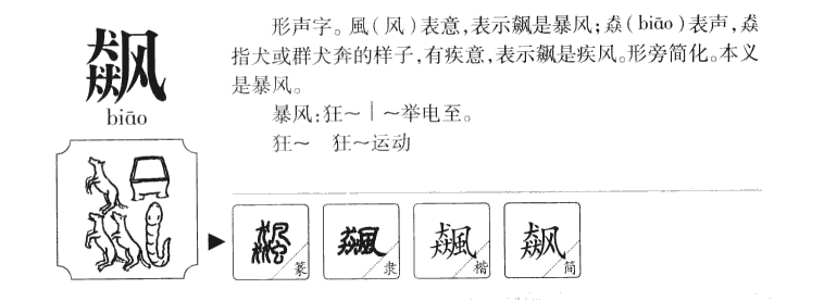 飙字字源字典