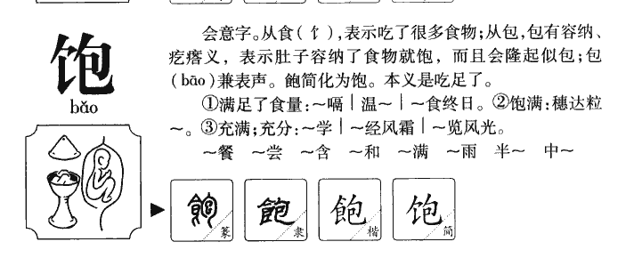 饱字字源字典