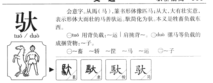 驮字字源字典