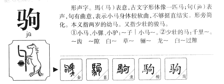 驹字字源字典