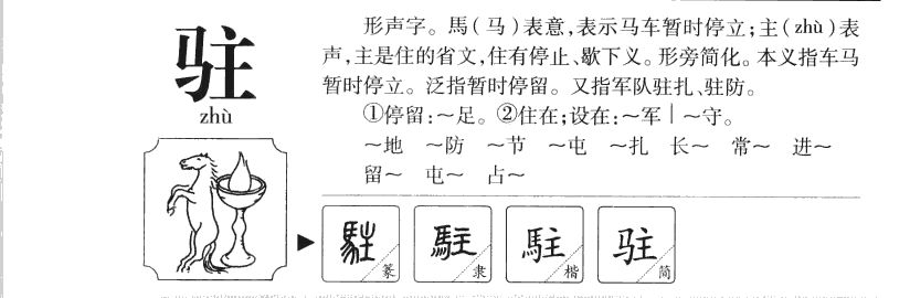 驻字字源字典