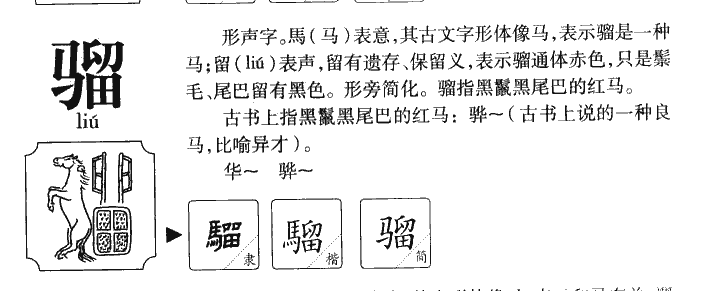 骝字字源字典